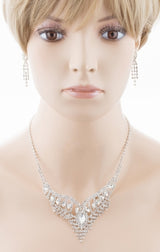 Bridal Wedding Jewelry Crystal Rhinestone Stunning Necklace Set J720 Silver