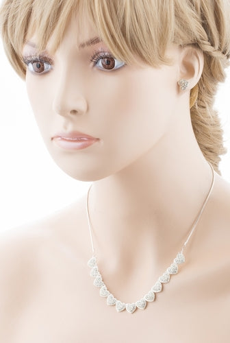 Beautiful Valentine's Crystal Rhinestone Fascinating Little Hearts Set J496 SLV - Accessoriesforever
