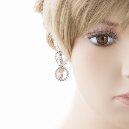 Bridal Wedding Jewelry Prom Simple Sparkle Fashion Dangle Earrings E974 Silver - Accessoriesforever