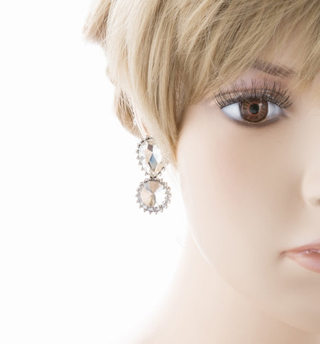 Bridal Wedding Jewelry Prom Simple Sparkle Fashion Dangle Earrings E974 Silver - Accessoriesforever