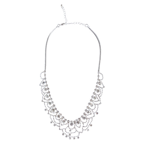 Bridal Wedding Jewelry Crystal Rhinestone Elegant Dazzle Necklace Set J683 SV
