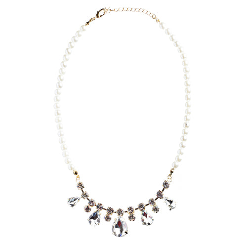 Bridal Wedding Jewelry Crystal Rhinestone Captivating Tear Drop Necklace J580 GD - Accessoriesforever