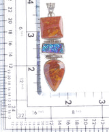 925 Sterling Silver Natural Gemstones Rainbow Druzy Jasper Pendant FJSVP2098