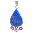 925 Sterling Silver Natural Gemstones Lapis Lazuli Amethyst Pendant FJSVP2087