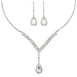 Bridal Wedding Jewelry Set  Necklace Earring Crystal Rhinestone V Drop J738 SV