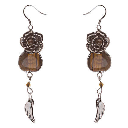 Fashion Floral Formica Linear Dangle Earring Brown SALE