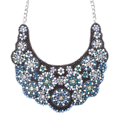 Meticulously Fascinating Crystal Rhinestone Beaded Bib Necklace N81 Black