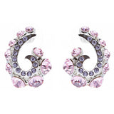Wave Hook Design Crystal Rhinestone Stud Earring Pink