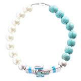 Cross Jewelry Charming Stone Cross Stretch Link Bracelet B493 Turquoise
