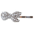 Bridal Wedding Jewelry Crystal Rhinestone Pearl Ribbon Design Hair Pin Silver