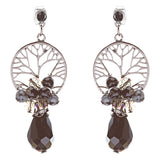 Semiprecious Cluster Crystal Earrings Hematite Black