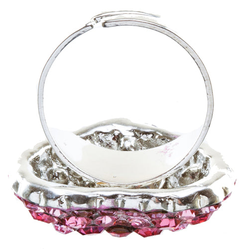 Beautiful Fashion Heart Shape Crystal Stretch Ring Pink