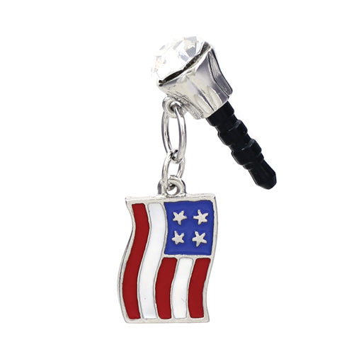 Earphone Dustproof Plug Stopper Phone Ear Cap Crystal Patriotic American Flag