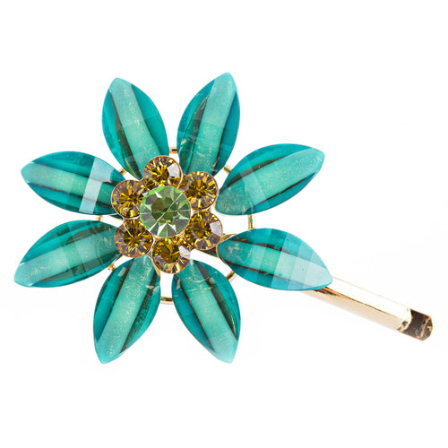 H016 Austrian Crystal Hair Claw Clip Jewelry Blue Green