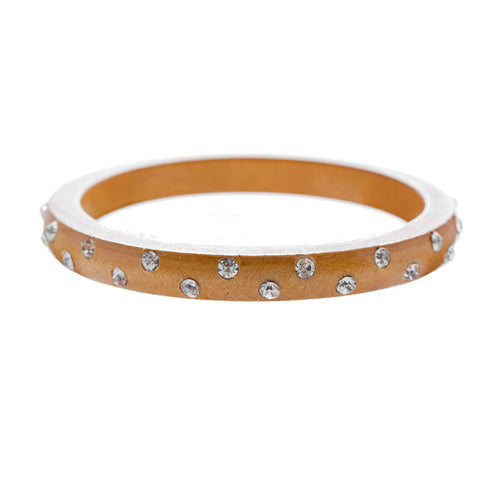 Fashion Crystal Rhinestone Wood Chic Stylish Bangle Bracelet Medium Brown
