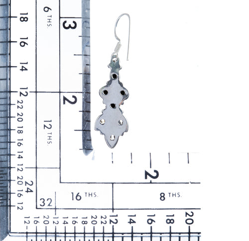925 Sterling Silver Gemstones Natural Onyx Citrine Dangle Earrings FJSE2145