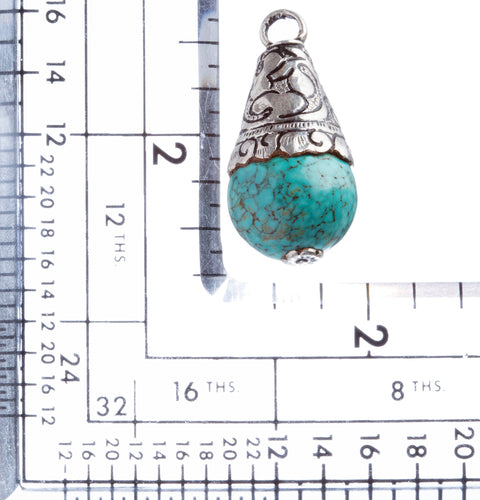 925 Sterling Silver Natural Gemstones Turquoise Pendant FJSVP2040