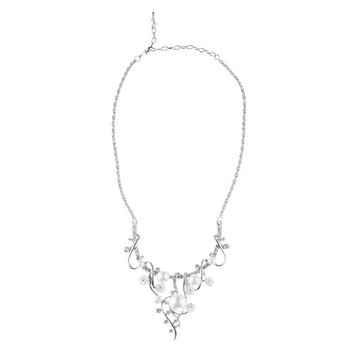 Bridal Wedding Jewelry Crystal Rhinestone Pearl Gorgeous Necklace Set J684 SV