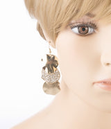 Natural Circle Trio Drop Crystal Fashion Earring Gold