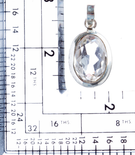 925 Sterling Silver Natural Gemstones White Topaz Pendant FJSVP2095