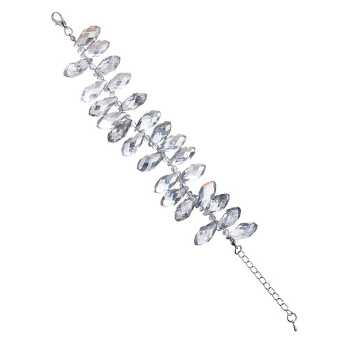 Gorgeous Fashion Stylish Bridal Wedding Cluster Bead Link Bracelet Silver White