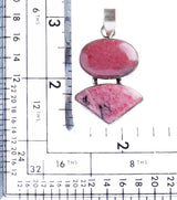 925 Sterling Silver Natural Gemstones Pink Rhodonite Pendant FJSVP2079