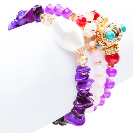 Beautiful Stone Bead Tribal Bohemian Statement Wrap Fashion Bracelet B450 Purple - Accessoriesforever