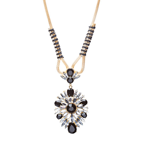 Stylish Modern Fashion Crystal Rhinestone Fascinating Necklace Set N82 Black