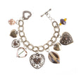 Beautiful Beads Heart Charm Design Link Fashion Bracelet Antique Gold