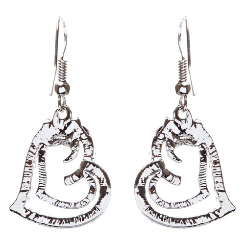 Charming Valentine Theme Fashion Crystal Rhinestone Heart Earrings E906 Silver - Accessoriesforever