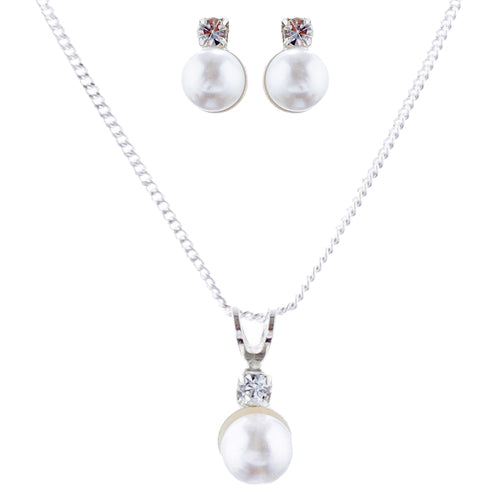 Bridal Wedding Jewelry Set Crystal Rhinestone Pearl Elegant Simple Necklace - Accessoriesforever