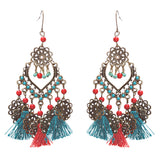Beautiful Statement Fashion Style Tassel  Beads Dangle Earrings E952 Green Red