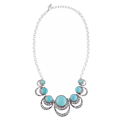 Exquisite Crystal Stone Bead Bold Statement Necklace Set N106 Turquoise - Accessoriesforever