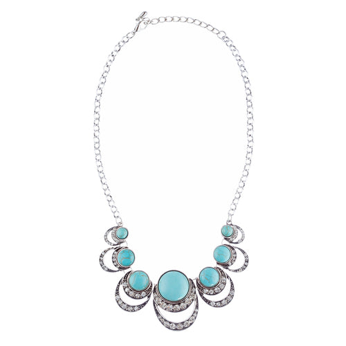 Exquisite Crystal Stone Bead Bold Statement Necklace Set N106 Turquoise