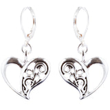 Abstract Open Heart Drop Dangle Earring Antique Silver