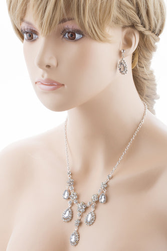 Bridal Wedding Jewelry Set Crystal Rhinestone Gorgeous Multi Teardrop Dangles SV - Accessoriesforever