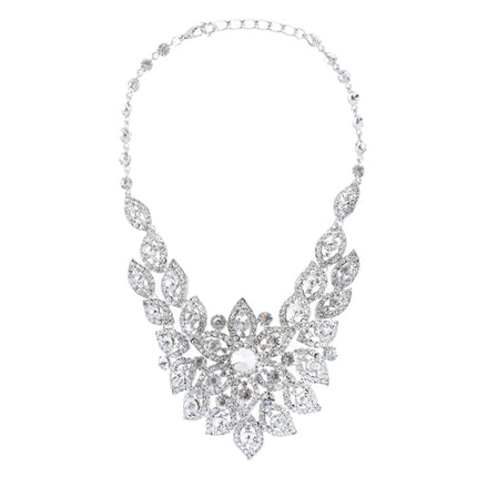 Bridal Wedding Jewelry Crystal Rhinestone Fantasic Stunning Necklace Silver - Accessoriesforever