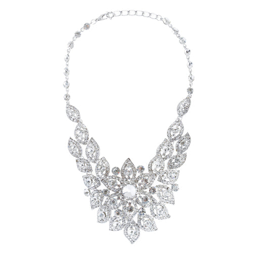 Bridal Wedding Jewelry Crystal Rhinestone Fantasic Stunning Necklace Silver