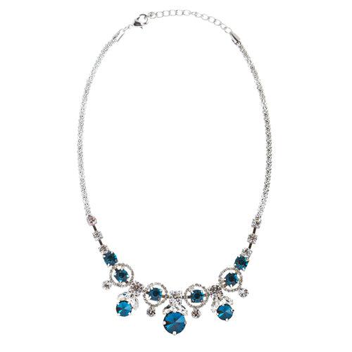 Glamorous Jewelry Set Crystal Rhinestone Elegant Setting Necklace J526 Blue - Accessoriesforever