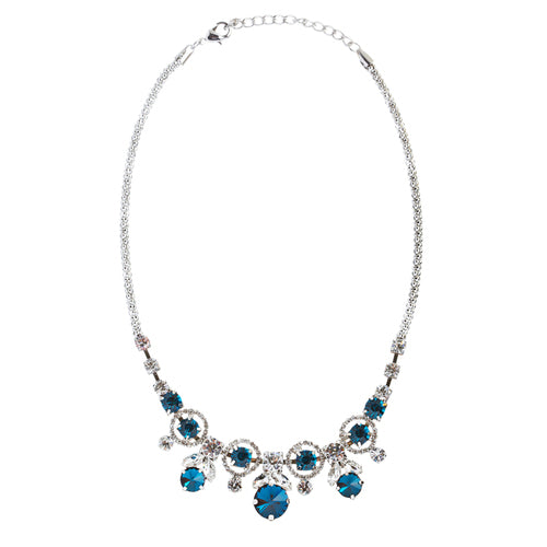 Glamorous Jewelry Set Crystal Rhinestone Elegant Setting Necklace J526 Blue