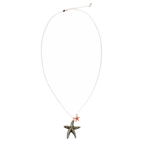 Fun Ocean Inspired Sea Star Pendant Necklace Earrings Set JN282 Gold Green