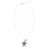 Fun Ocean Inspired Sea Star Pendant Necklace Earrings Set JN282 Gold Green
