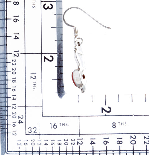 925 Sterling Silver Natural Gemstones Carnelian Dangle Earrings FJSVE2194