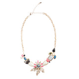 Intricate Design Crystal Rhinestone Beautiful Flower Charm Necklace N74 Ivory