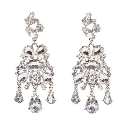 Bridal Wedding Jewelry Crystal Rhinestone Stylish Trendy Design Dangle Earrings - Accessoriesforever