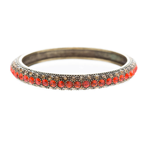 Beautiful Stunning Crystal Rhinestones Metal Bangle Bracelet Antique Red