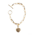 Beautiful Simple Heart Charm Dangle Design Link Fashion Bracelet Gold