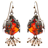 Bold Fashion Crystal Rhinestone Brassy Antique Cluster Ball Earrings E843 Red