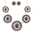 Glamorous Sparkle Bold Fashion Statement Necklace Earrings Set JN290 Gold Black
