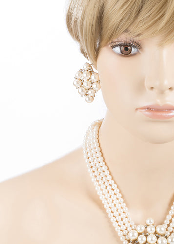 Bridal Wedding Jewelry Set Necklace Earring Crystal Rhinestone SM V Drop GD - Accessoriesforever